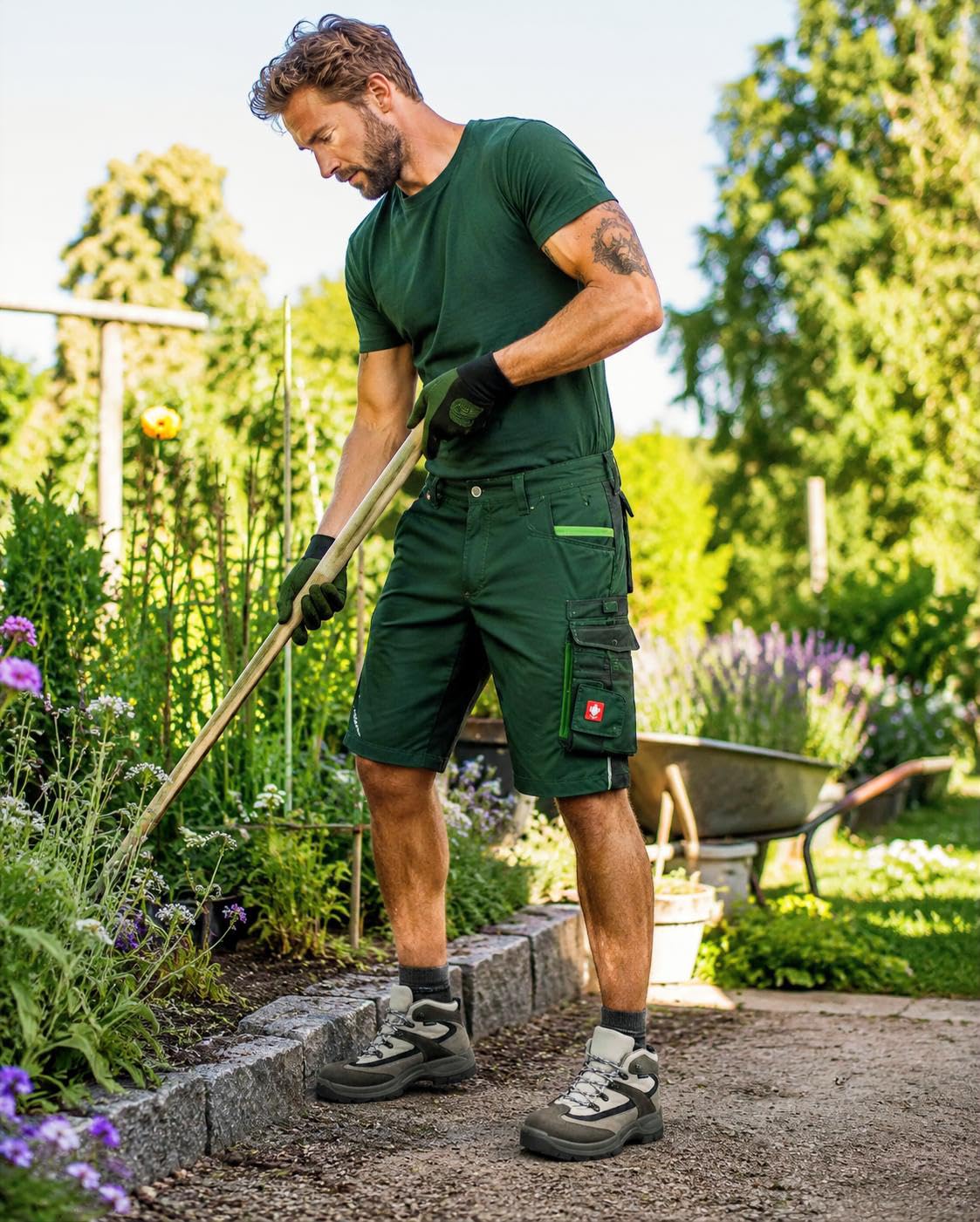 Generisch Arbeitsshorts Herren Kurze Arbeitshose Handwerkershorts Berufsshorts Workwear Shorts mit Stretchbund Flexbelt Werkzeugtaschen Cargotaschen