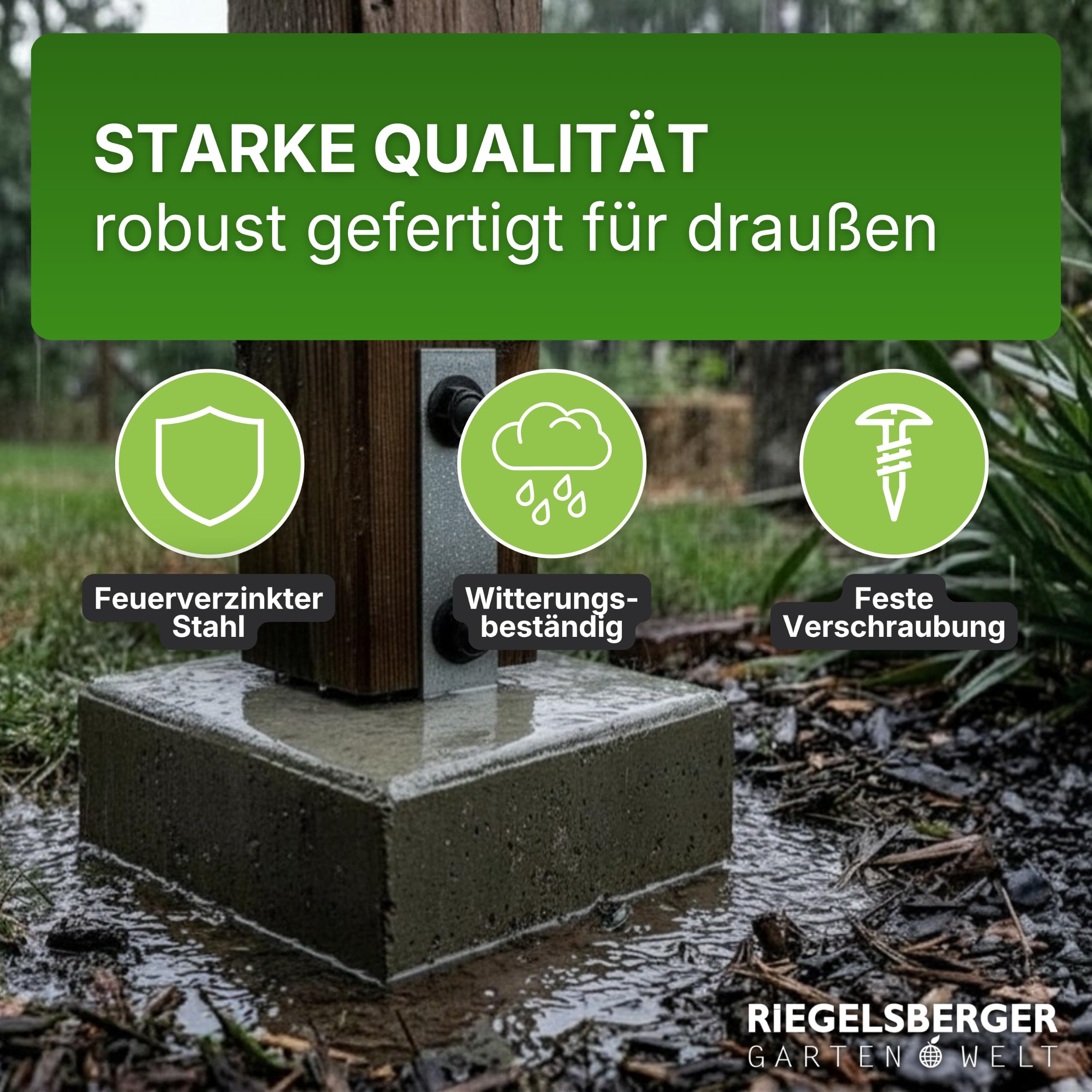 Gartenwelt Riegelsberger Bodenanker zum Einbetonieren 40 cm – 10 Stück Erdanker aus feuerverzinktem Stahl inkl. Schrauben, für Schaukel & Spielturm