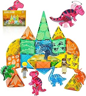 Magnetic Tiles Dinosaurs Magnet Building Blocks Toys for Kids Ages 3-5 4-8 8-12 Creative Animals Educational Stack Connecting Tile Construction for Boys Girls Toddlers 1-3 Year Old to STEM Learning