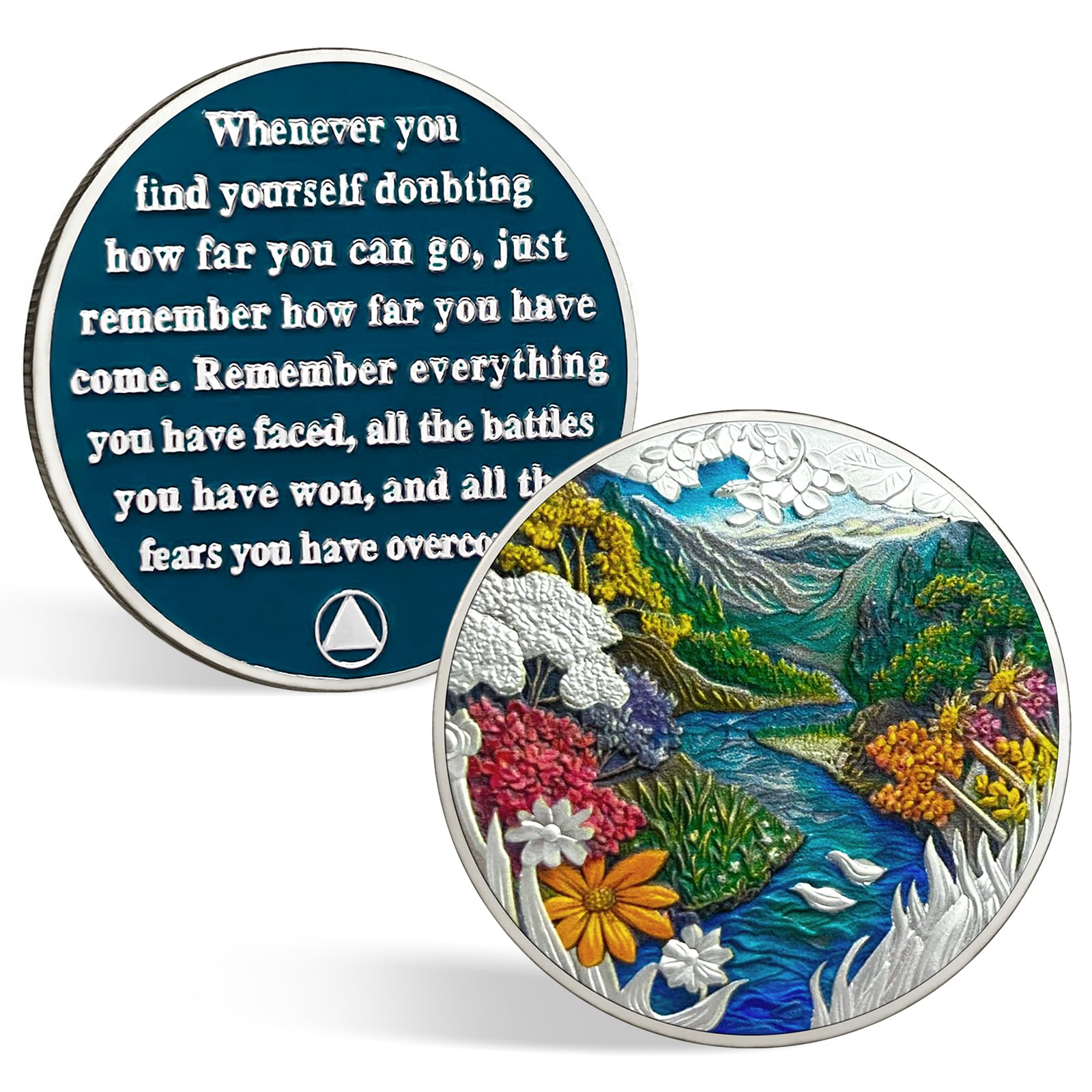 CHURYUML CHURYUML Summer Landscape Sobriety Coin Inspirational AA Chips Non-Religious AA Coins Recovery Medallions Sober Tokens Sobriety Gifts for Men Women Alcoholics Anonymous Addiction Recovery Gift