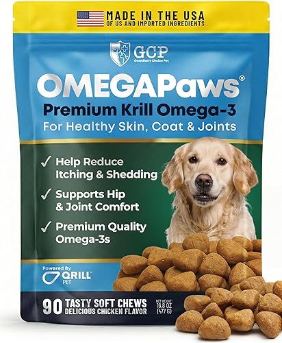 Omega 3 para perros - Masticables suaves para apoyar las articulaciones de los perros - Suplemento de aceite de pescado para perros con EPA y DHA -