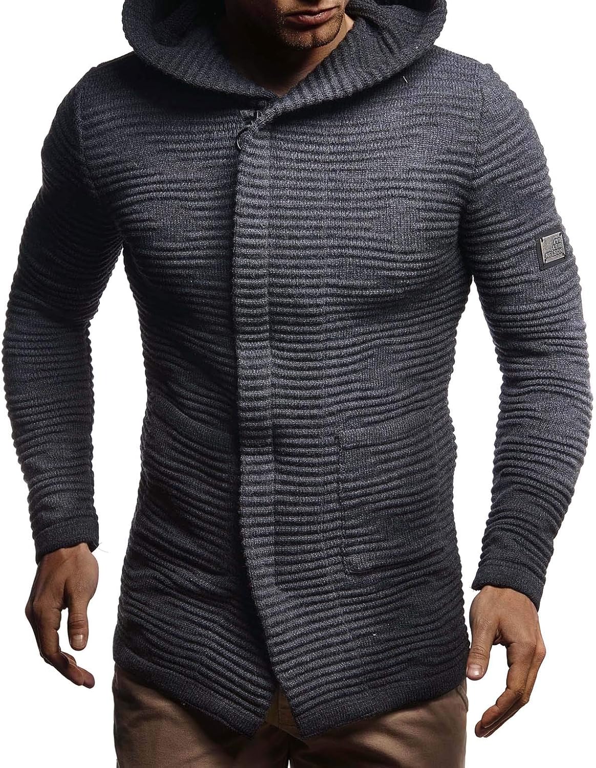Leif Nelson Men's Sweatshirt Cardigan Slim Fit | Men Sweat Jacket with a Hood | Modern Hoody Pullover Hoodie | LN5715 - Image 4