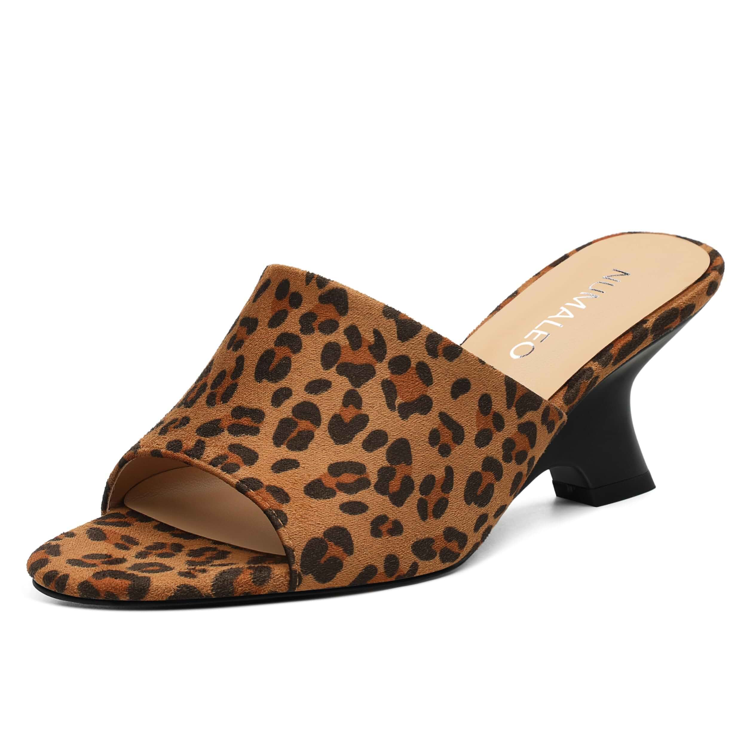NUMALEO Women's Low Kitten Wedge Heels Sandals Slip-On Open Peep Toe Wedge Slide Mules, Summer Dress Shoes for Party, Homecoming, Daily Wear