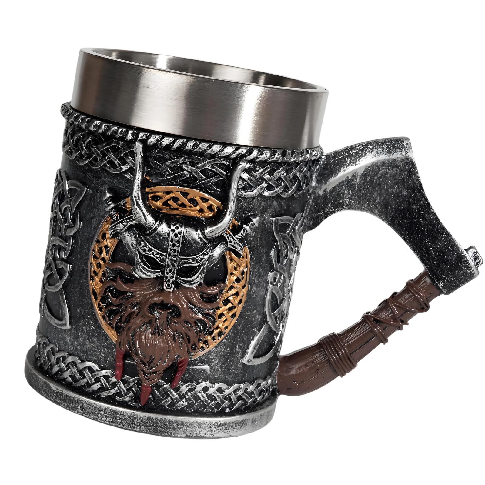 Qusinfc Walled Resin Cup with Handle for Offices Hot Beverages and Cold Large Capacity Mug
