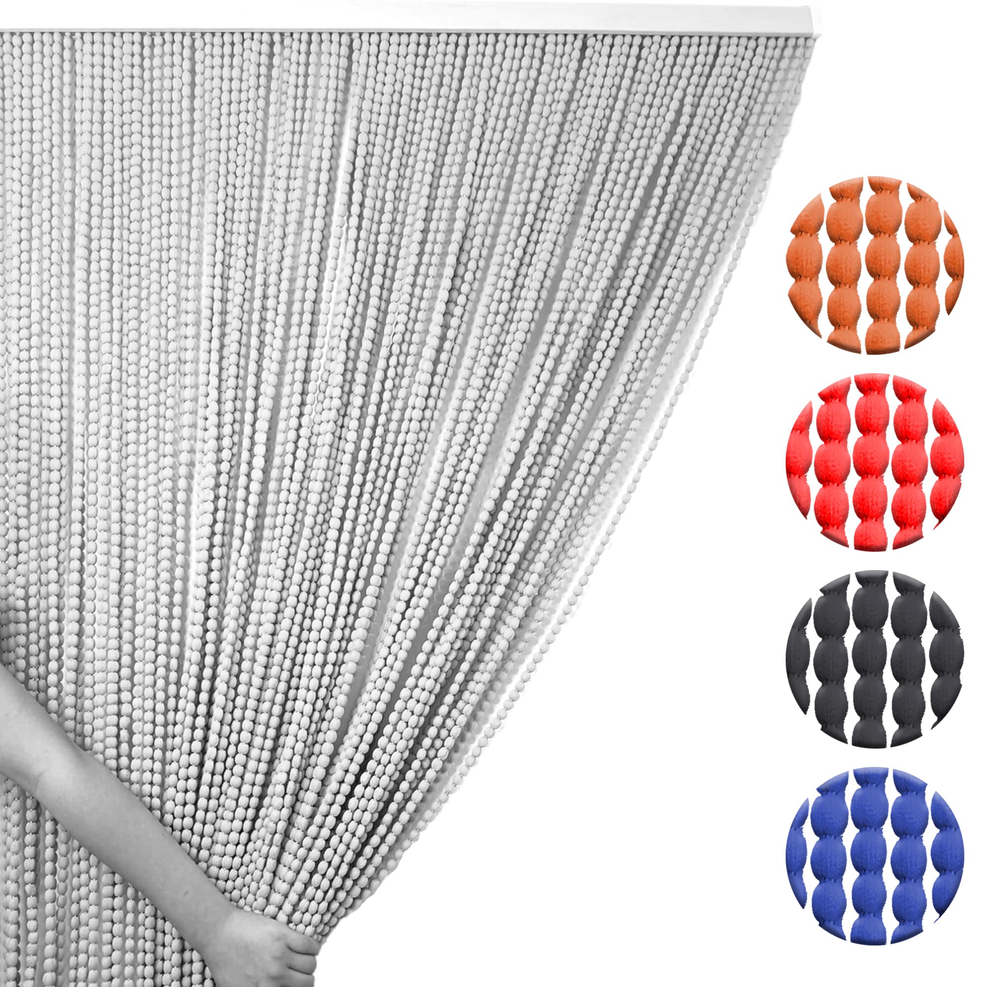 Home Tresor - Tenda Antimosche a Catenelle con Perline di Stoffa per Porta Finestre Pannello Telaio PVC Moschiera Silenziosa - Ruggine 140x240 cm