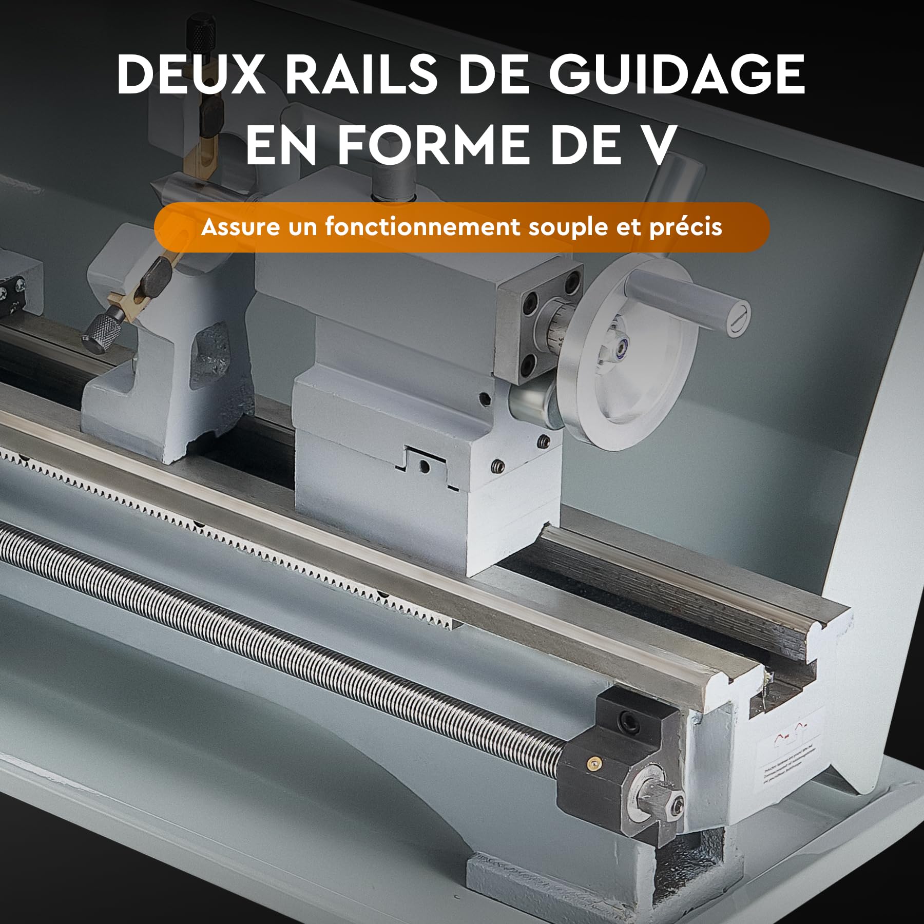 CREWORKS 1100W Mini Tour à Métaux d'Établie 220x600mm 9"x24" Haute Précision avec Mandrin à 3 Mâchoires et Vitesse de Broche Max. 3000 tr/min Écran LCD pour Filetage Tournage Perçage