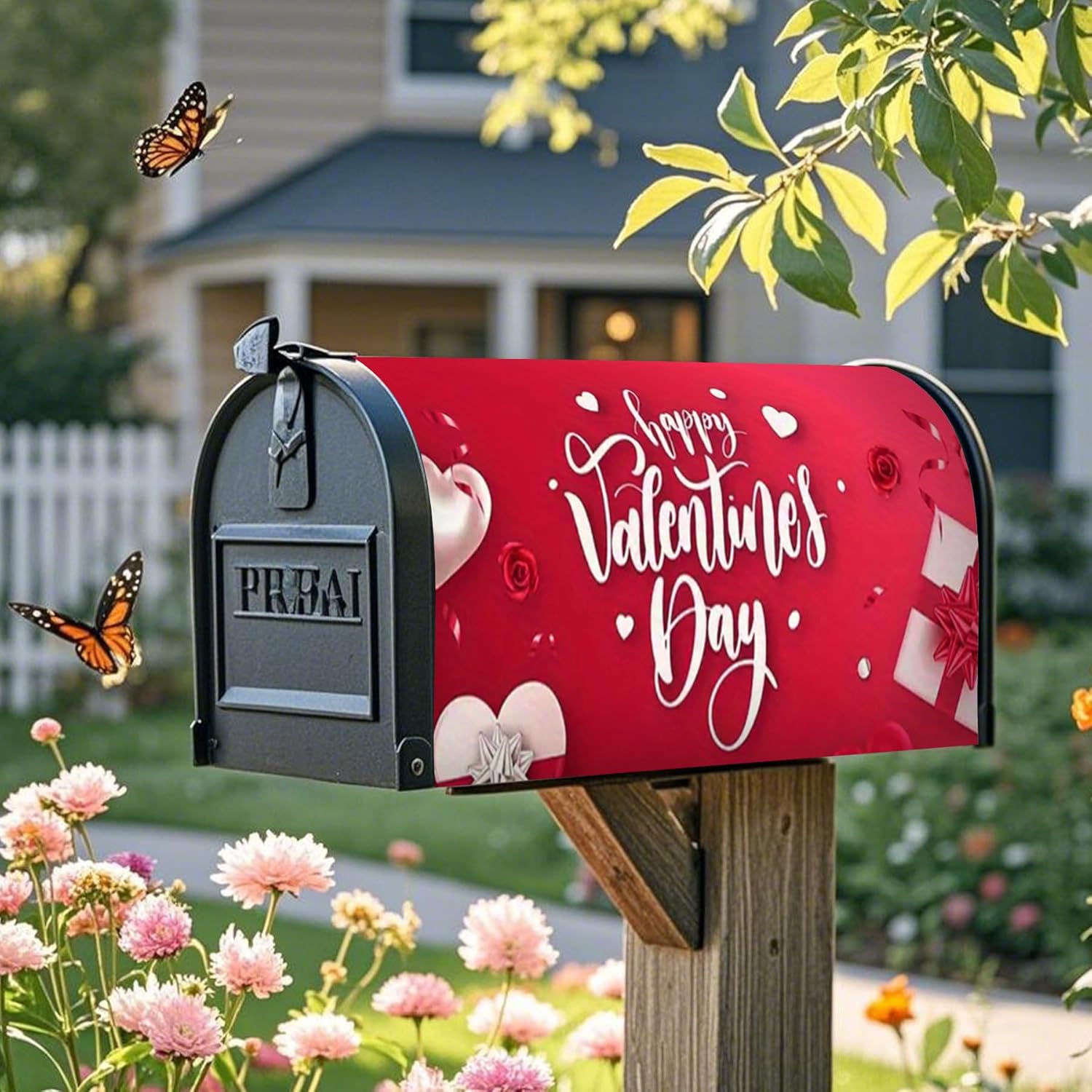 Mailbox Covers Magnetic Standard Size 25.5x21 Inch Beautiful Flowers in Spring,Magnetic Mailbox Covers Mailbox Wraps for Garden Yard Home Outdoor Decor (Path)