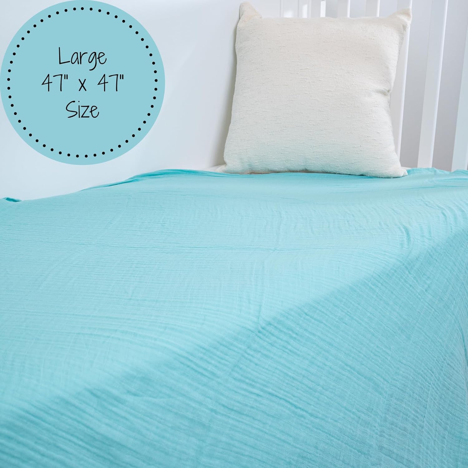 LollyBanks Baby Blankets 2 Pack, 100% Cotton Soft Muslin Swaddle Blanket for Boys and Girls, 47 x 47 Inches Lightweight and Breathable Newborn Receiving Blankets, Registry (Hot Ballons and Blue)