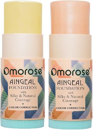 Omorose Cosmetics All in One Highlighter Makeup Foundation Stick, Color Corrector Face Primer Full Coverage Foundation Makeup Hydrating Yellow Foundation Redness Solution Face Eye Brightener Stick, Yellow