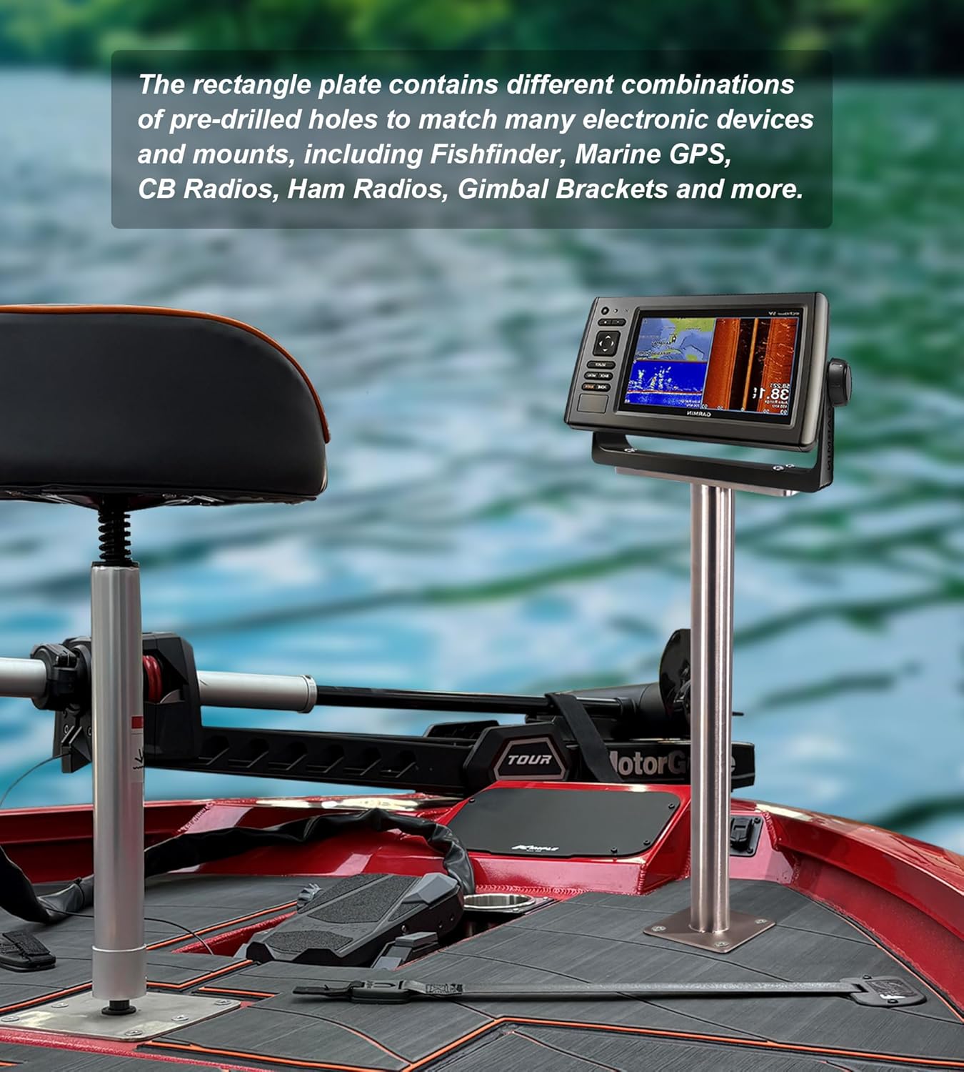 All 304 Stainless Steel Fish Finder Mount, Marine Electronics Mount Holder for Boat, Securely Holds 5" to 16" Screens, Compatible with Garmin, Lowrance and More Depth Finder