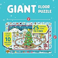 Vista 2 de Chuckle & Roar Rompecabezas preescolar – Rompecabezas grande para niños – Aldea de Navidad Seek & Find – 50 piezas gigantes de 3 pies x 2 pies a