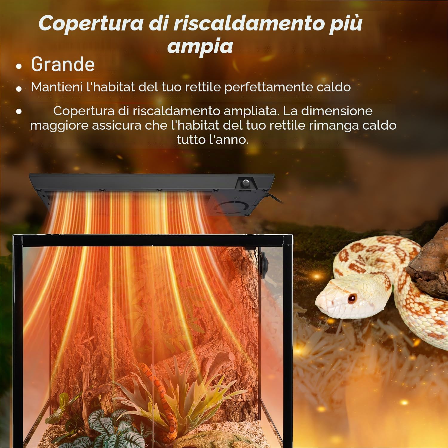 Pannello riscaldante per rettili, temperatura regolabile, pannello riscaldante per terrari, piastra riscaldante per rettili ad alta efficienza energetica e non leggera, per serpenti, gechi