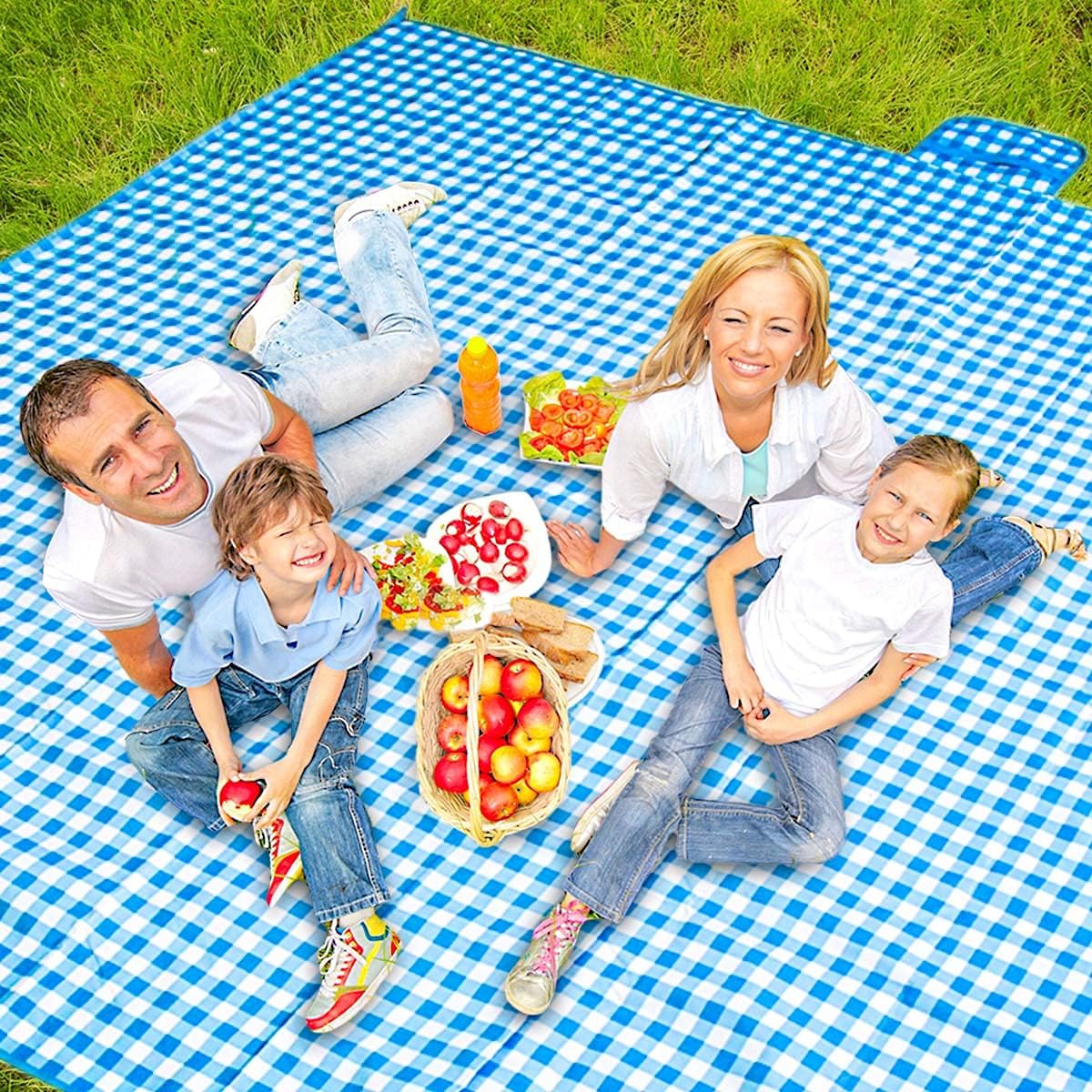 ZHUYNXIR Extra Large Picnic Blanket, 87x87 inch Waterproof Picnic Blanket, Gingham Picnic Mat for Beach, Camping Grass Picnic Blankets.
