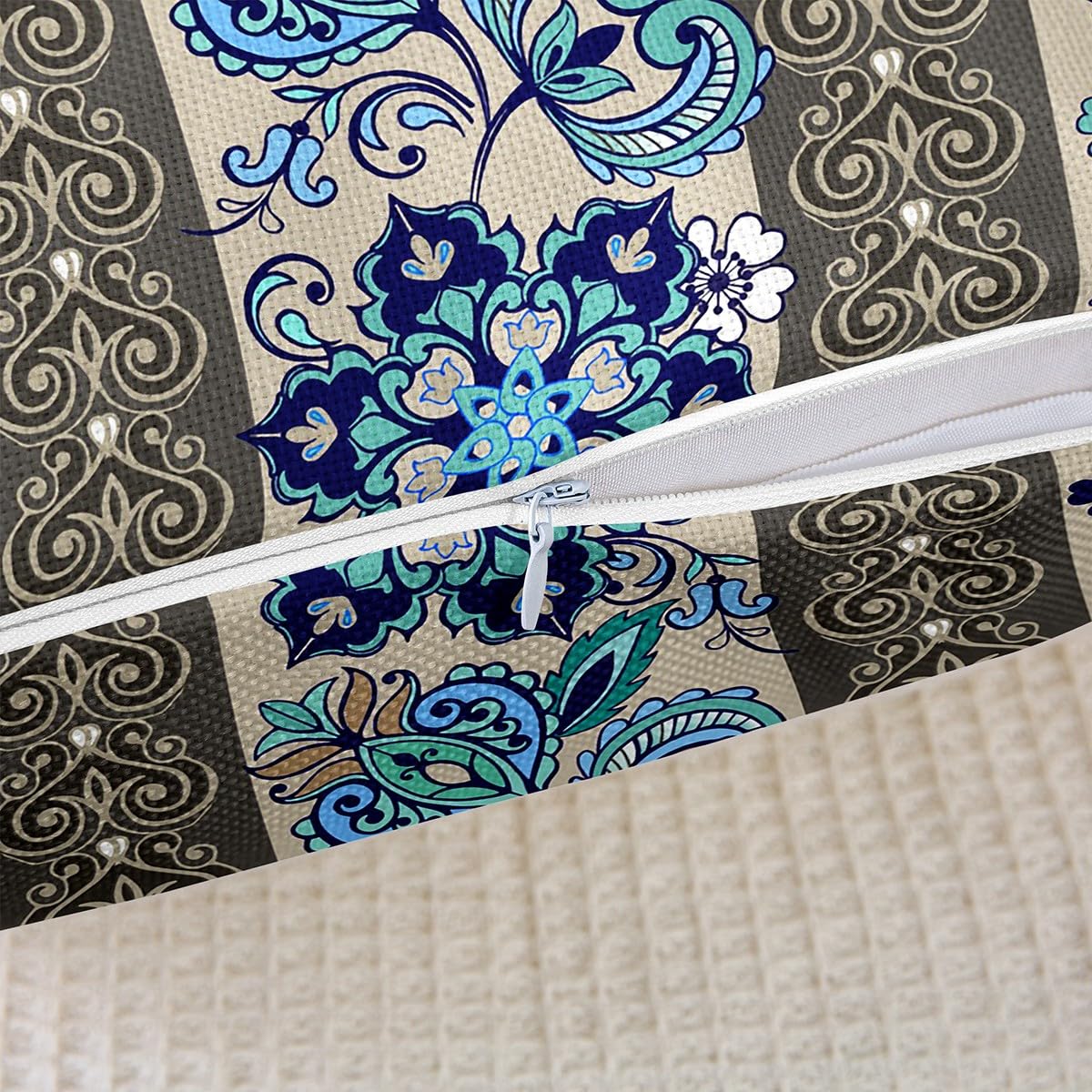 Federa Per Cuscino 45x45 Cm Con Stampa Mandala Retrò – Lino Di Qualità, Cerniera Nascosta, Per Divano E Camera Da Letto