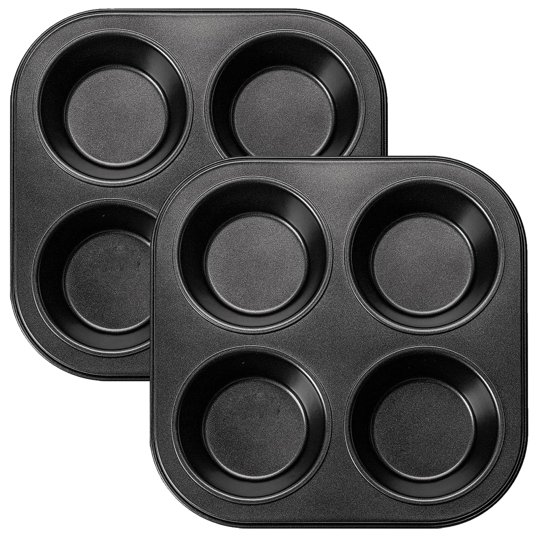 2PCS Air Fryer Muffin Pan, 4-Cavity Non-stick Small Muffin Pan, Easy to Clean Carbon Steel Mini Cupcake Molds for Countertop Air Fryer Toaster Oven, Cupcake Tins Moulds