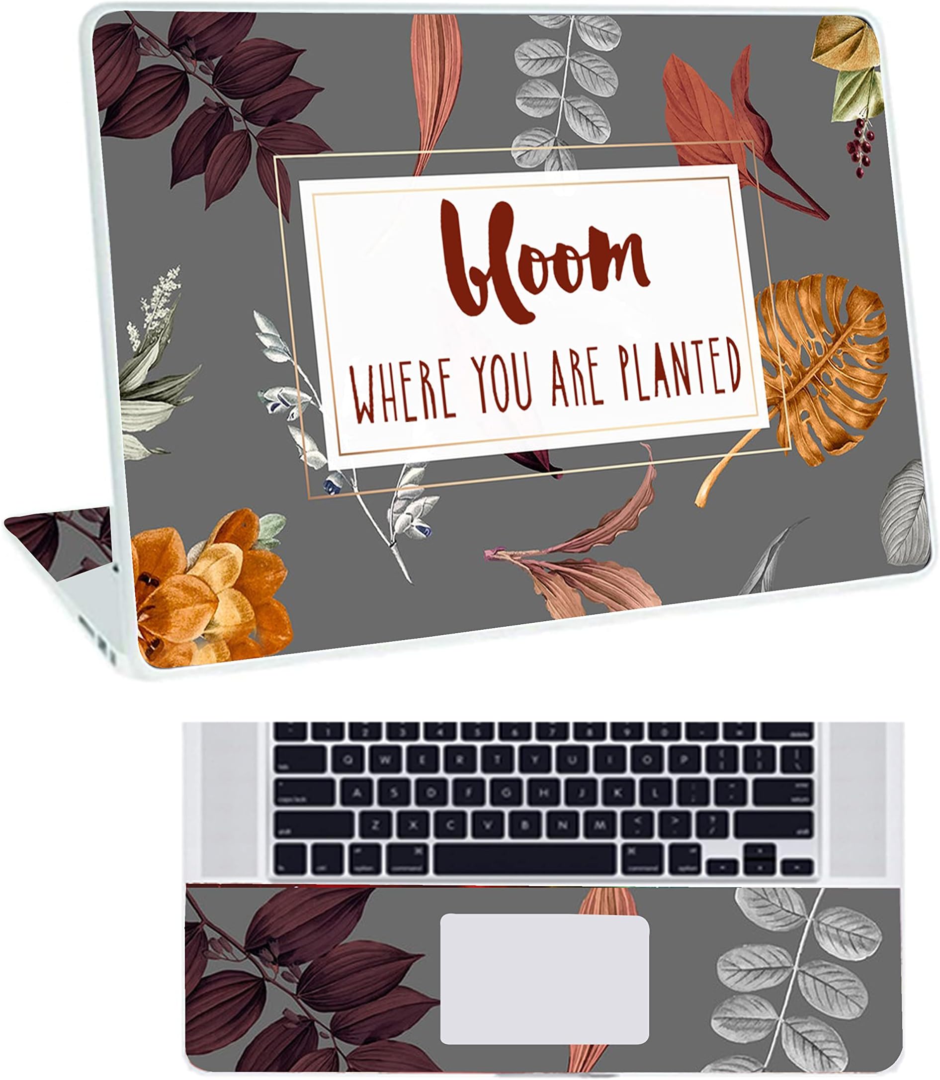 Floral D17 Top+Wrist Pad Vinyl Laptop Skin/Sticker/Cover for 13 to 13.3 Inches Laptops Laminated-Removable-HD Quality Compatible for Hp-Dell-Sony-Lenovo-Asus etc.(13x9.2 Inches)