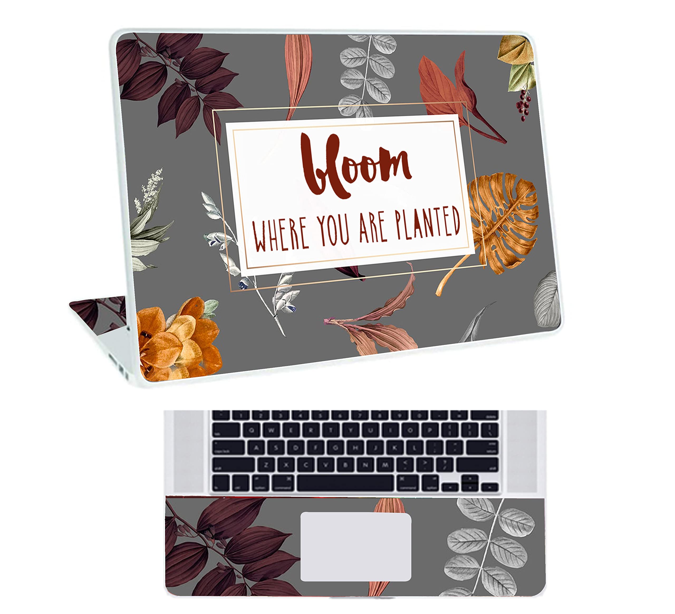 Inkykart Floral D17 Top+Wrist Pad Vinyl Laptop Skin/Sticker/Cover for 13 to 13.3 Inches Laptops Laminated-Removable-HD Quality Compatible for Hp-Dell-Sony-Lenovo-Asus etc.(13x9.2 Inches)
