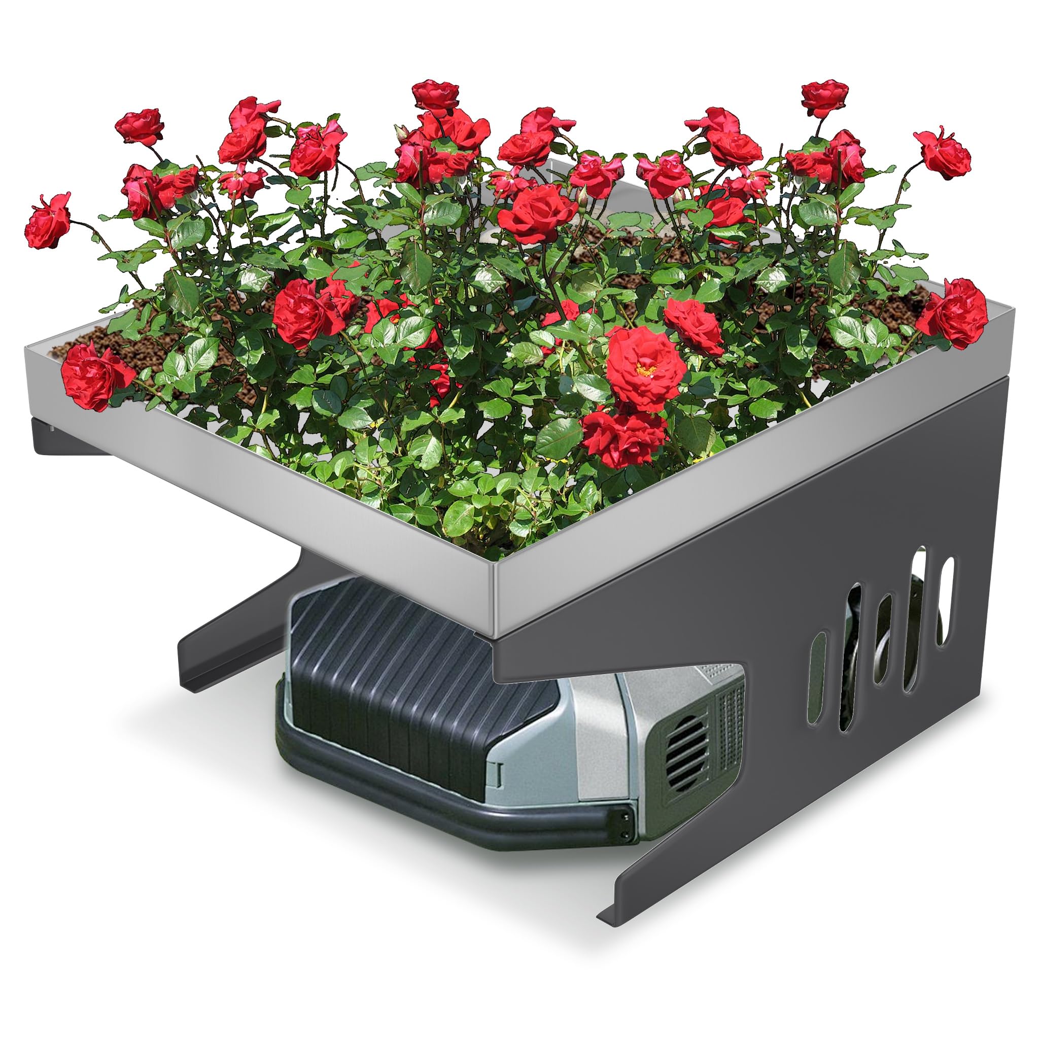 FIVMEN Garaje para robot cortacésped - Techo de protección - Para cortacésped, robot cortacésped - En metal inoxidable - 70 x 60 x 43 cm