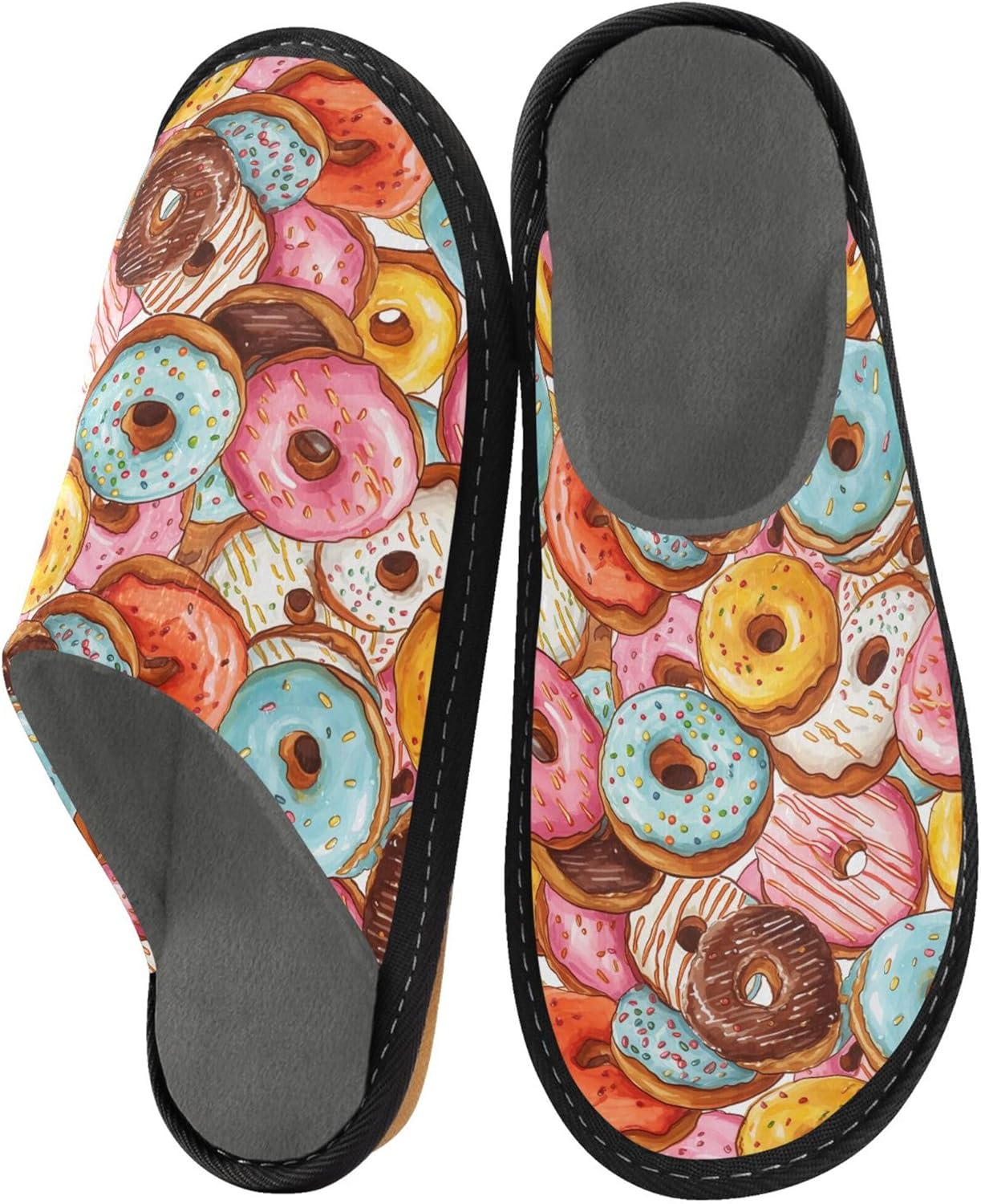 Donut Cake House Slippers – Cozy Fuzzy Slippers for Guests, Washable & Disposable, Perfect for Shoeless Home, Spa & Hotel Use A111783