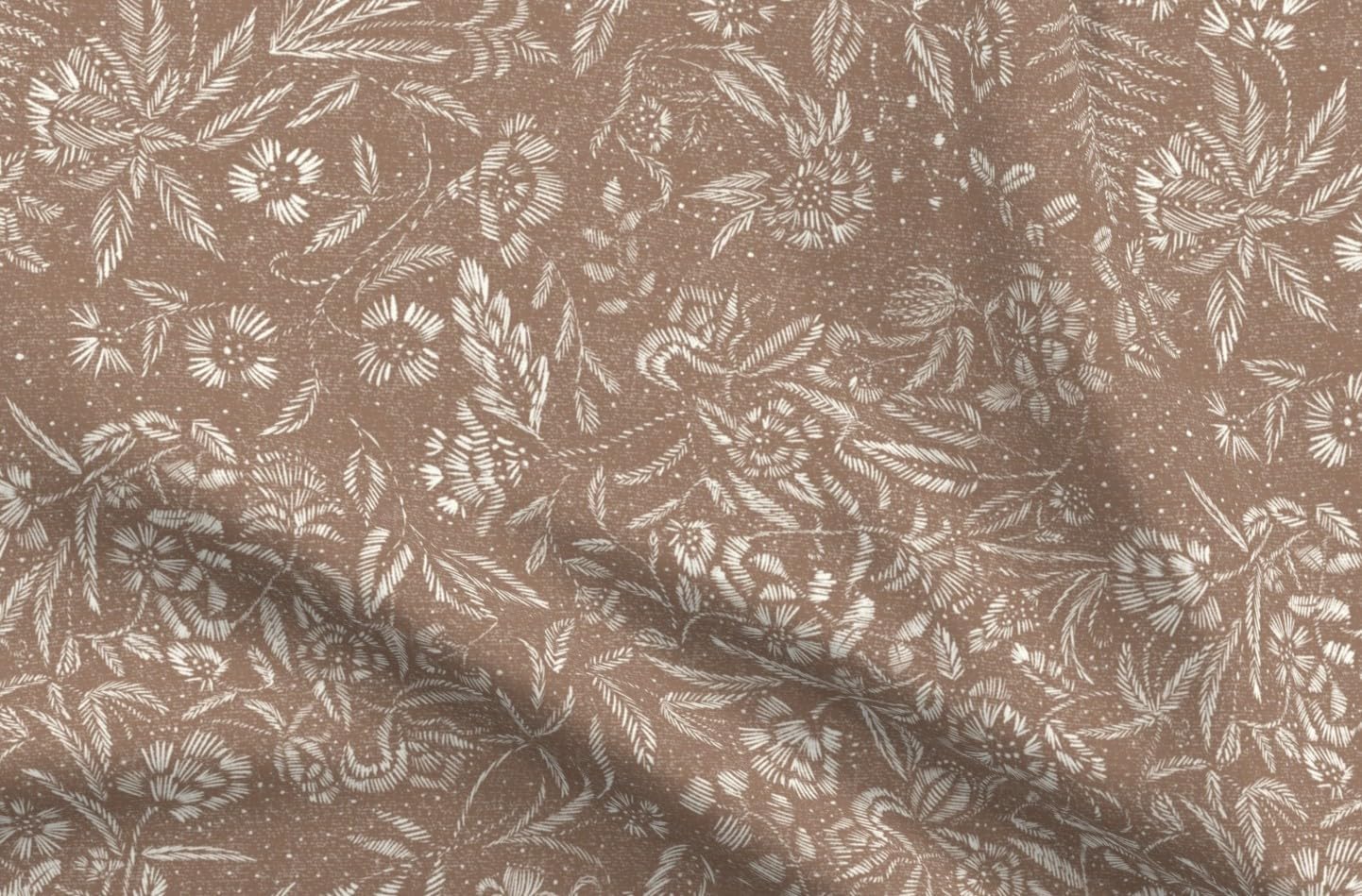 Spoonflower Fabric - Lily Floral Brown Neutral Rustic Country Delicate Flowers Rust Blush Printed on Petal Cotton Fabric Fat Quarter - Sewing Quilting Apparel Crafts Decor