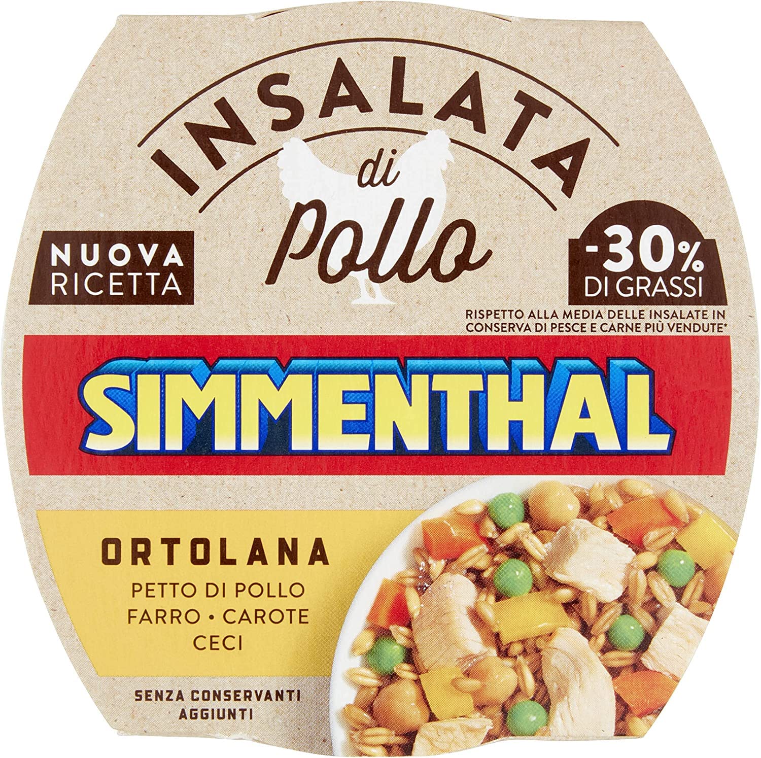 Simmenthal Insalata Di Pollo Ortolana Ensalada de pollo con espelta, zanahorias y garbanzos, plato preparado, sin conservantes, 160 g