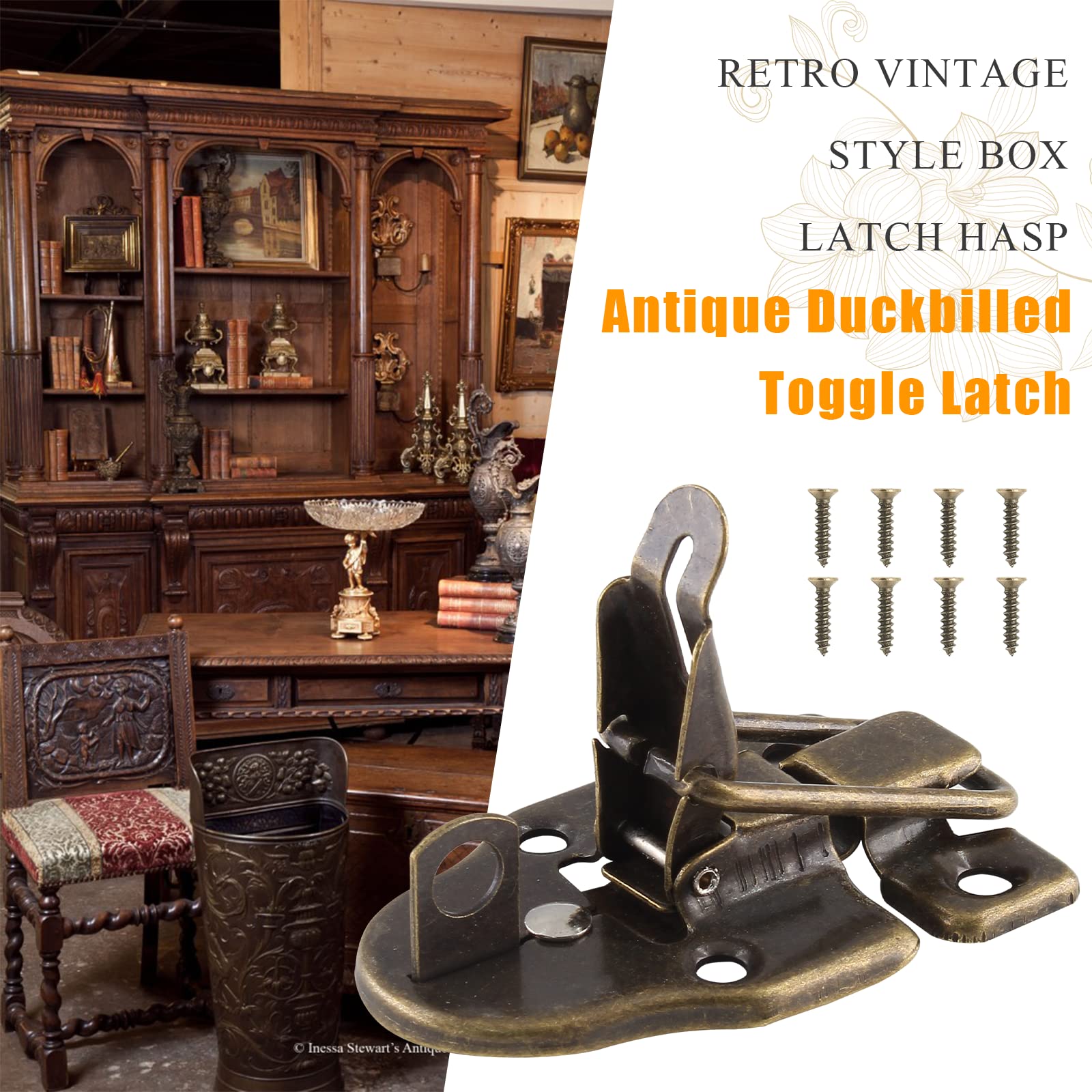 Bnafes 6-Pack Retro Bronze Box Toggle Latches - Antique Duckbill Hasp With Padlock Hole