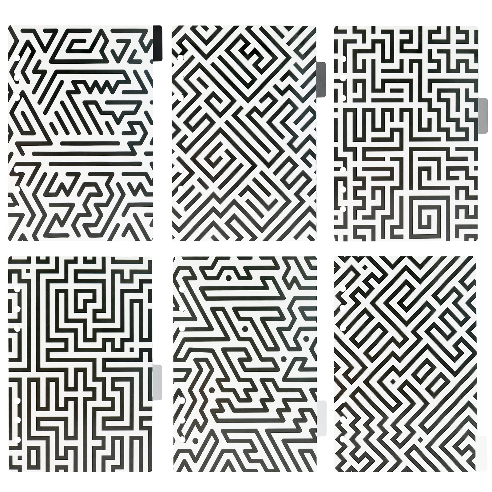 Buy 6 Ring Binder Dividers with Tab, Black&White Stripes Page Dividers