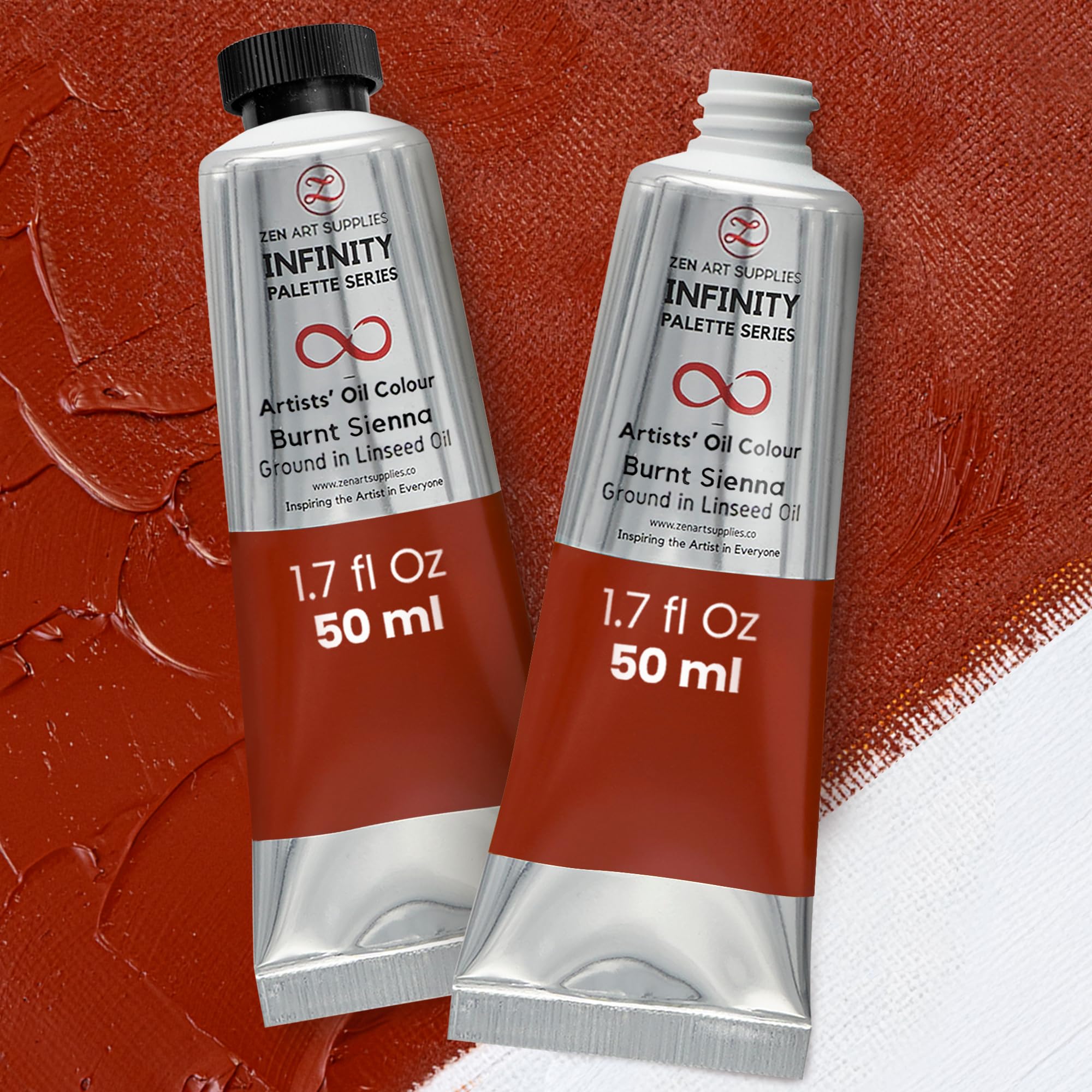 Zenart Supplies Burnt Sienna Zenart Oil Paint - | 2 X 50Ml Professional Artist Oil Paint Tubes | Rich Pigment, Smooth Texture, Non-Toxic | Ideal For Fine Art, Portraits, Landscapes