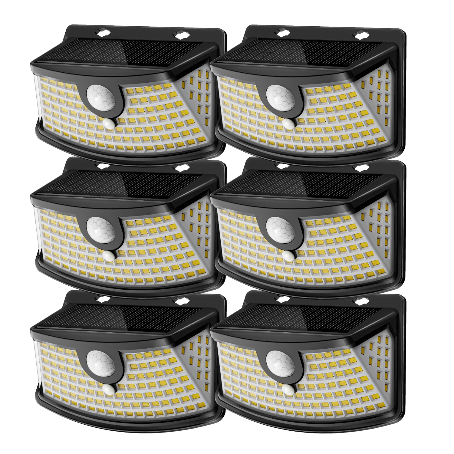 Aootek New Solar Motion Sensor Lights 120 LEDs with Lights Reflector,270° Wide Angle, IP65 Waterproof, Step Lights for Front Door, Yard, Garage, Deck (Black, Warm White, 6-Pack)