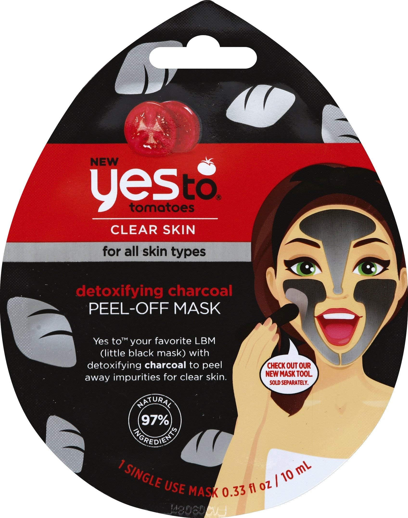 YES TOTomatoes Charcoal Peel-Off Mask, Exfoliating Formula To Retain & Restore Skins Balance, Peel Away Impurities, With Charcoal & Antioxidants, Natural, Vegan & Cruelty Free, 1-Pack