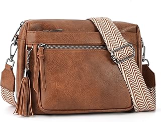 MEITRUE Crossbody Bags for Women, Vegan Leather Crossbody Purse Trendy Multi Pockets Shoulder Handbag with Tassel