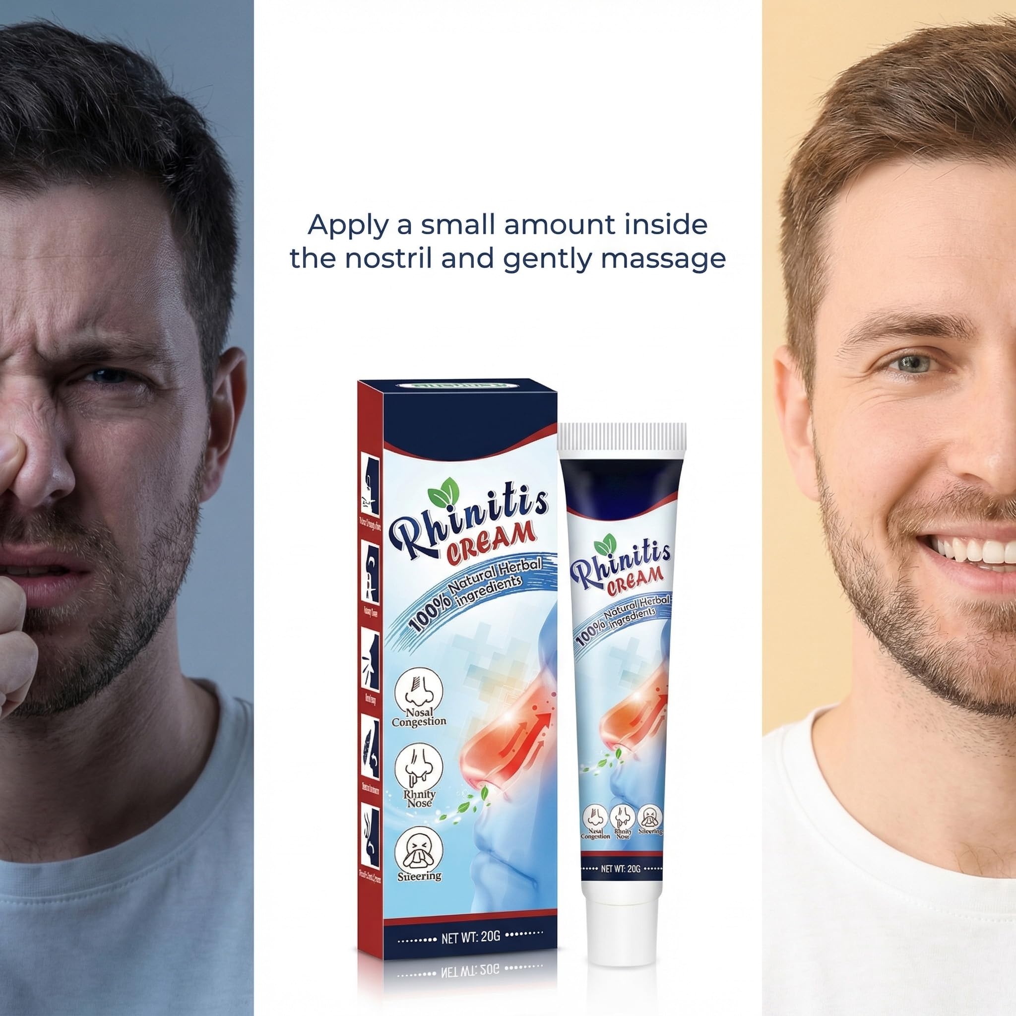 Crema para la Nariz Congestionada, Crema para el Cuidado Nasal, Extracto De Hierbas Cremas Para La Nariz, para Viajes Hombres Mujeres Adultos, Apoyo para el Bienestar Familiar y Personal, 20g