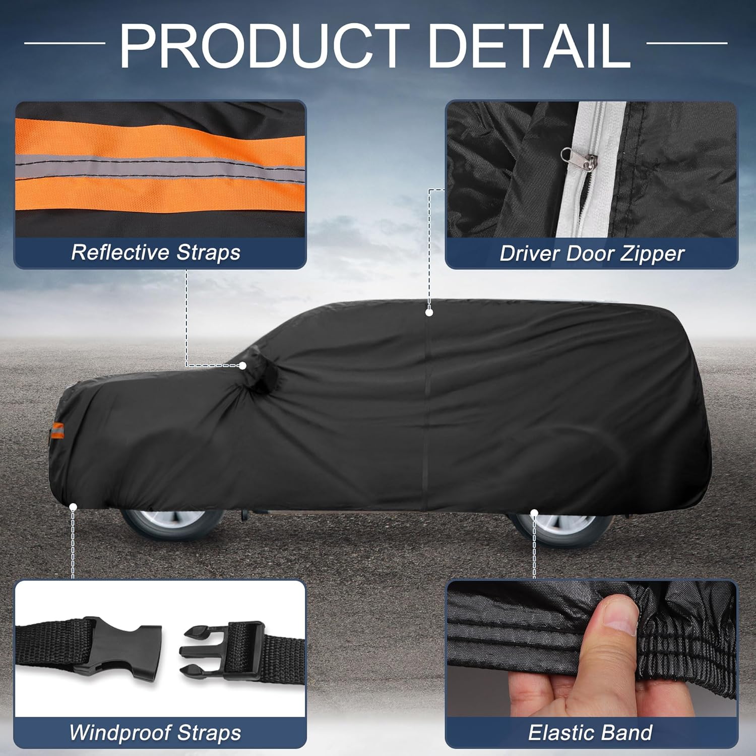 X AUTOHAUX Car Cover Outdoor Waterproof Sun Rain Snow Hail Protection with Left Side Door Zipper 210D-PU for Lexus GX