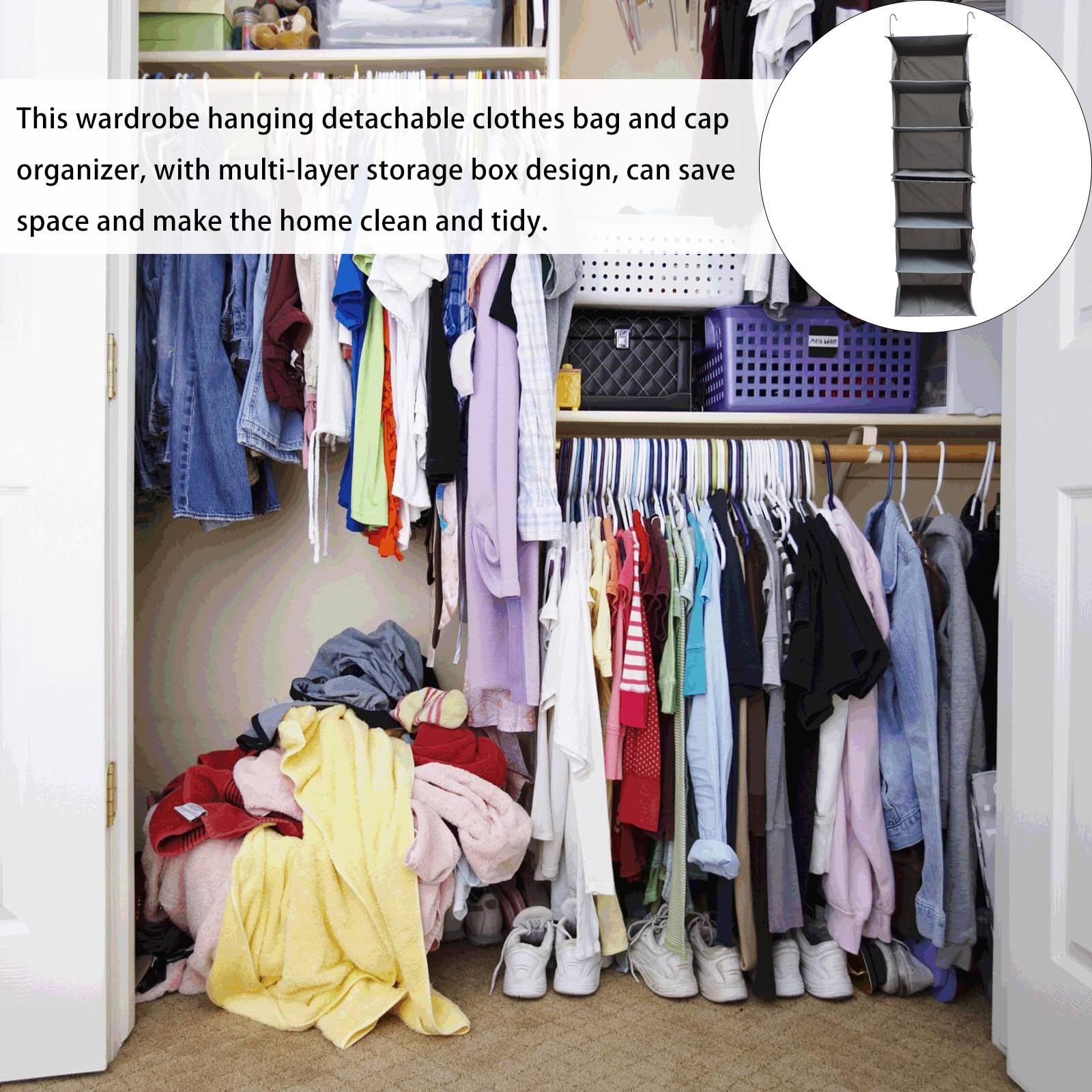 Ciieeo Organizer Stoßfest Stoff Hängender aus Oxford Kleiderschrank Schichten mit 6 Abnehmbaren Platzsparend im und Kleidung Taschen und Schuhe