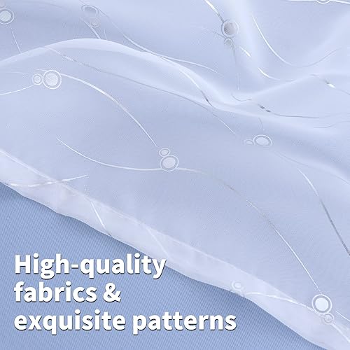 Miniatura 6 de BGment Cortinas opacas con superposición transparente, cortinas de tul plateado impreso de doble capa para sala de estar, cortinas de ventana con