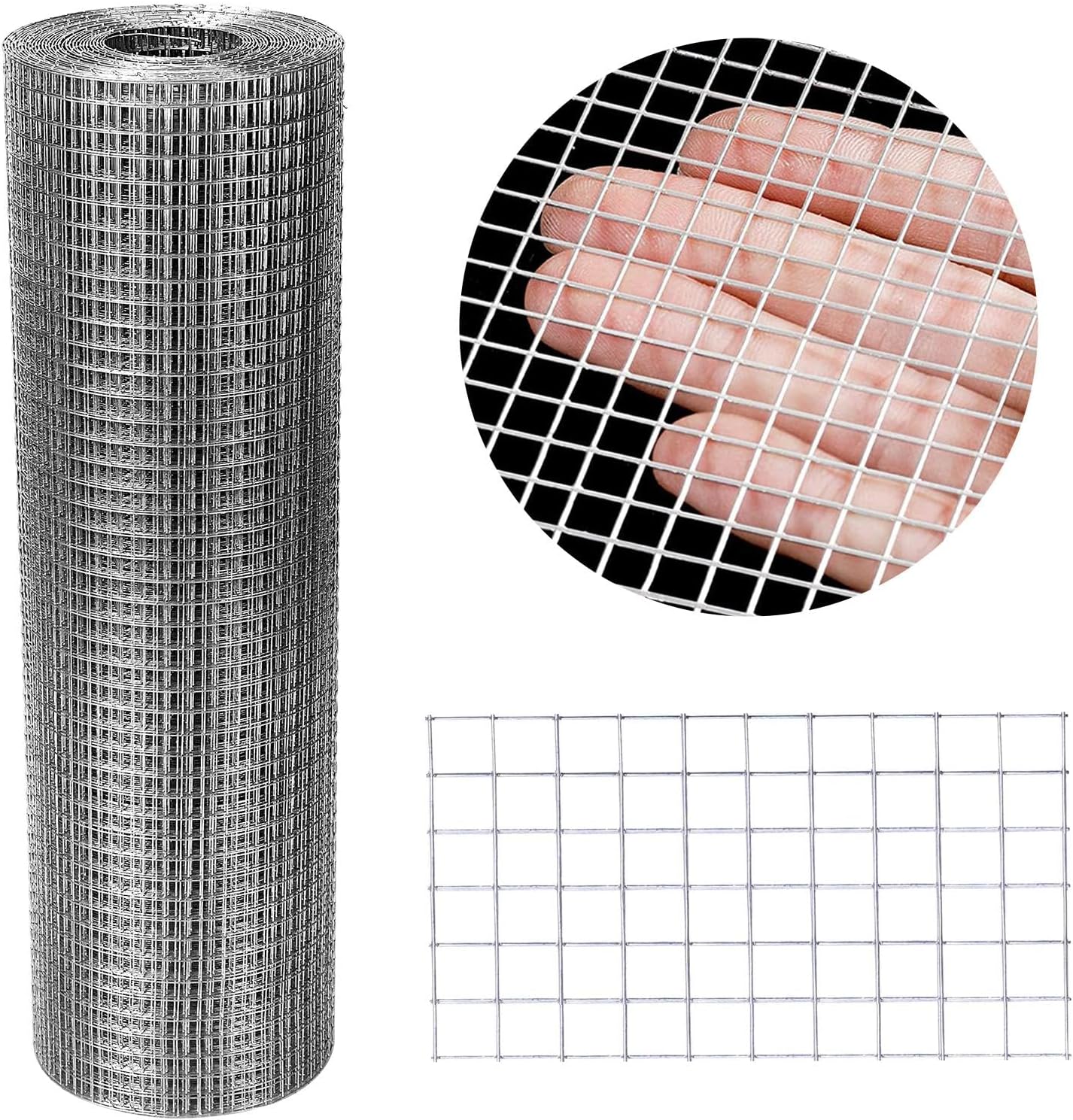 Hardware Cloth 12'' x 20' 1/4 in Galvanized Wire Mesh Roll (23 GA) Chicken Wire Fence Roll for Chicken Pen/coop Fences, Screen mesh, Rabbit/Snake Fences, Poultry enclosures, Handicraft Making, etc.