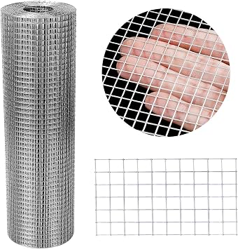 Hardware Cloth 12 x 20 1/4 in Galvanized Wire Mesh Roll 23 GA Chicken Wire Fence Roll for Chicken Pen/coop Fences, Screen mesh, Rabbit/Snake Fences, Poultry enclosures, Handicraft Making, etc.