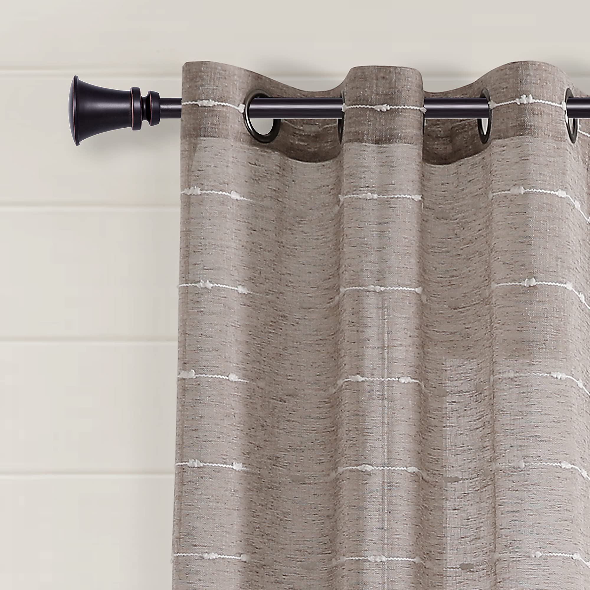 Lush Decor Paire de Rideaux de fenêtre Transparents et texturés à œillets de Style Rustique, 96,5 x 213,4 cm (l x L), Marron