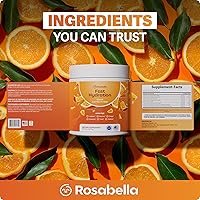 Vista 8 de Rosabella Bebida electrolítica en polvo, naranja, suplemento de hidratación sin azúcar, electrolitos con sodio, potasio, magnesio, calcio