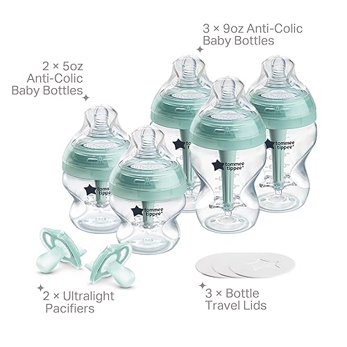 Miniatura 2 de Tommee Tippee Advanced - Juego de biberones y chupetes anticólicos Fussy de 0.0 ft+, biberones autoferilizantes de 5 onzas y 9 onzas, pezones de