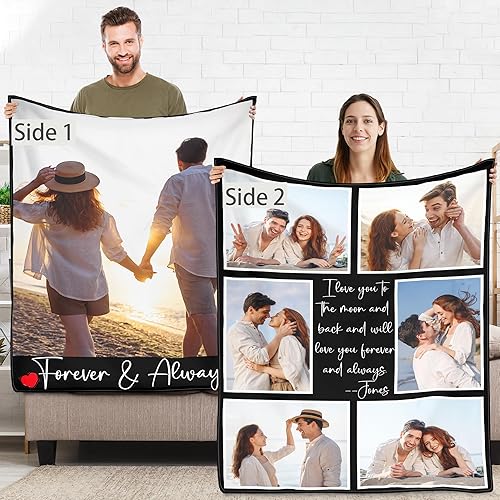 Miniatura 39 de Manta personalizada de doble cara, regalos de Navidad para familiares y amigos, manta personalizada con texto fotográfico para mamá, papá, abuela