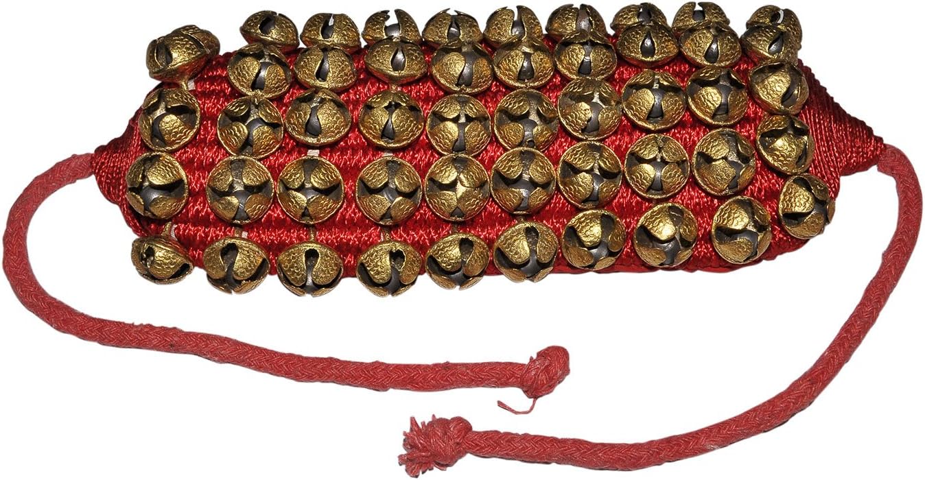 Red Pad Ghungroo Pair, 5 line of Bells Mounted on Good Quality Pads : Musical Instruments