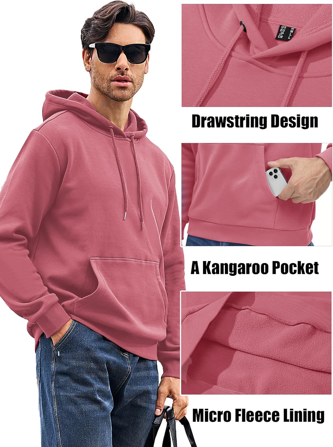 MAGCOMSEN Men's Active Hoodies Fleece Lined Sweatshirts Casual Athletic Workout Pullover With Kangaroo Pocket - Image 4