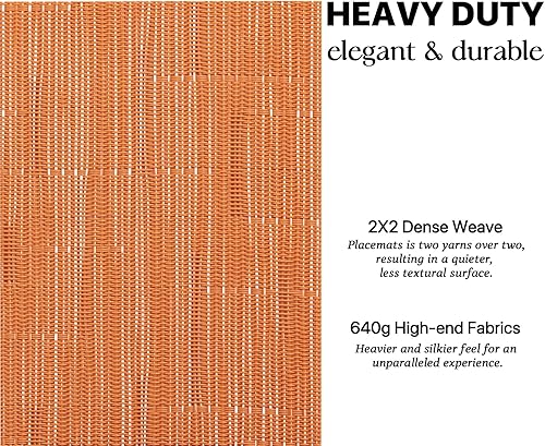 Miniatura 30 de LEXMORE Juego de 6 manteles individuales tejidos de vinilo/plástico para mesa de cocina, interior/exterior, lavables, manteles individuales lavables