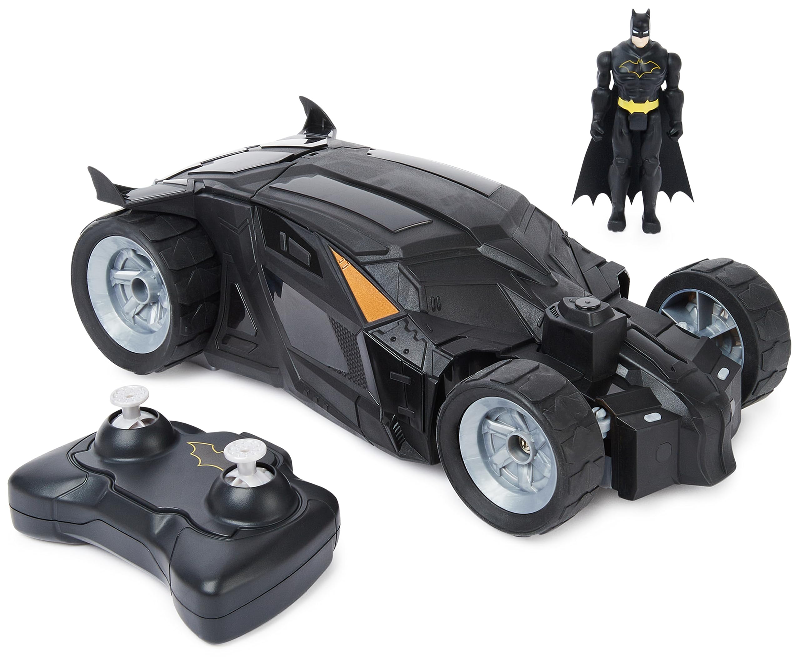 DC Comics Spin Master - Batman Batmobile mit Fernsteuerung (2,4 GHz), einfach zu Fahren, kompatibel mit den Batman-10cm-Figuren, mit Batman-Figur, Maßstab 1:20, ab 4 Jahren