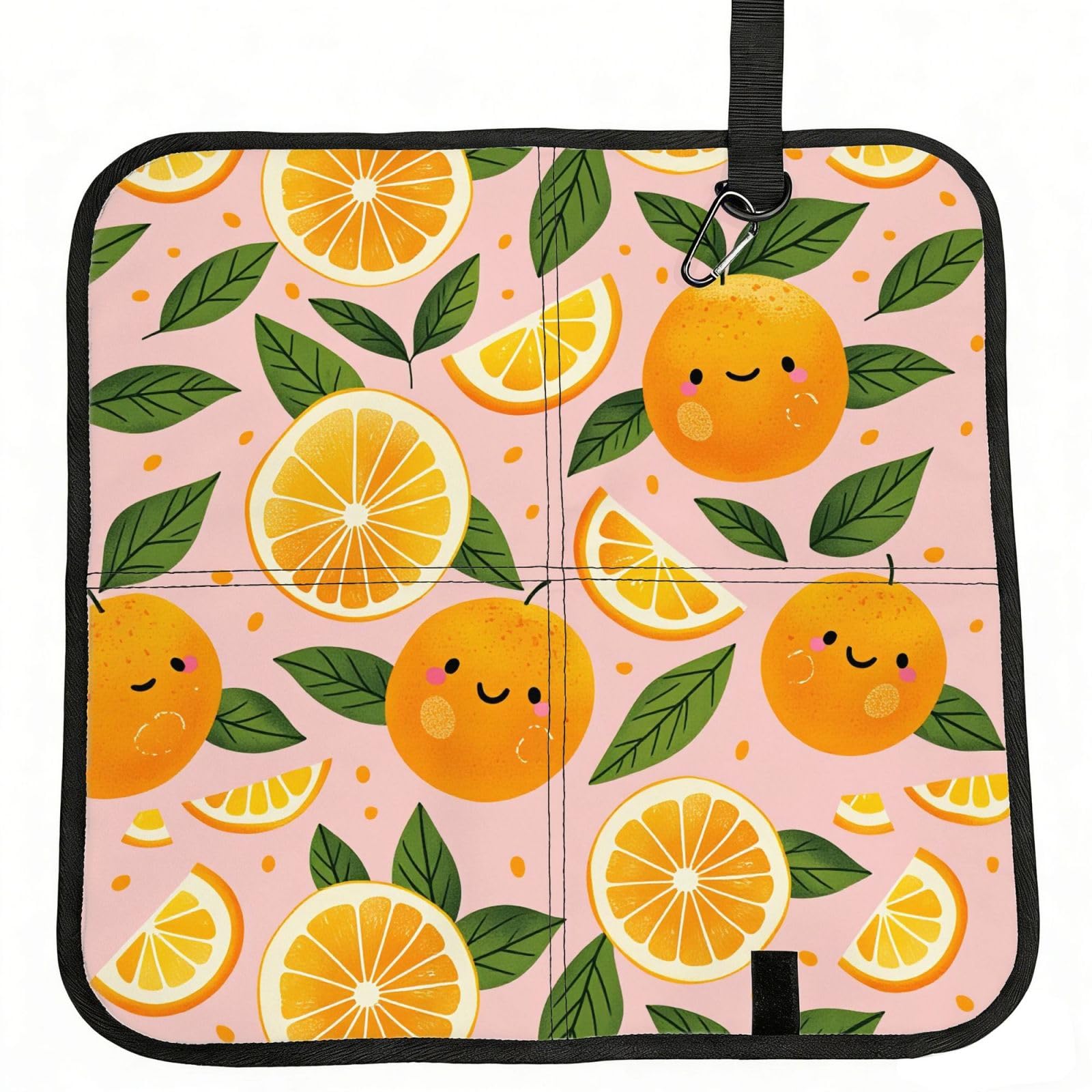 SDEGTHO Orange Fruit Print Padded Seat Pad Folding Cushion Waterproof Bench Mat Portable Outdoor Rest Mat 15.8"