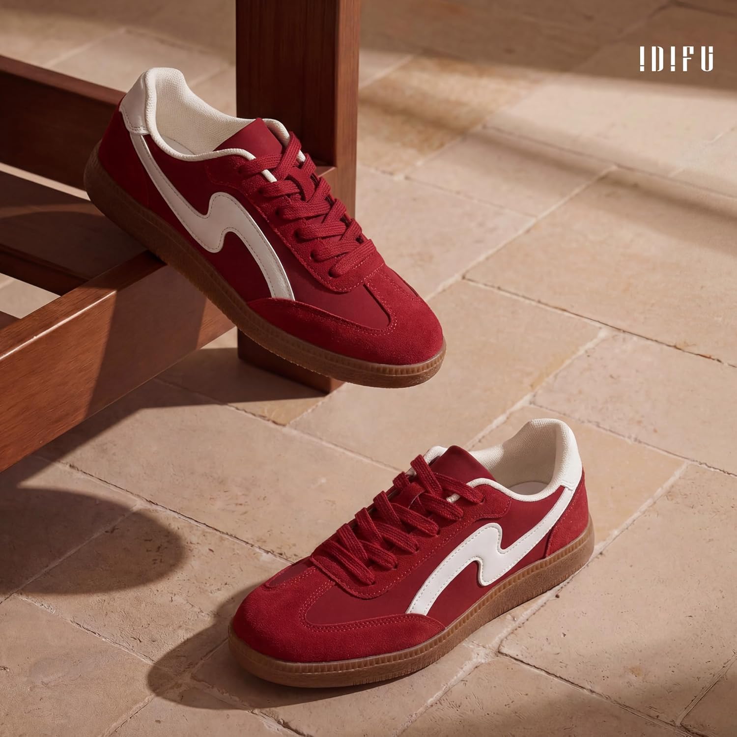 IDIFU Womens Fashion Sneakers Comfortable Cute Casual Tennis Shoes Non Slip Memory Foam Lightweight Trendy Retro Sneakers