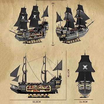 Phantom Pirate Ship Building Blocks Set - 2900PCS Sailboat Bricks Kit, Collectible Warship Model, Home Office Decor, DIY Fantasy Nautical Toy, Creative Gift for Adult, Teen