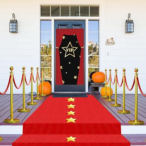 Miniatura 6 de Kit de decoración de fiesta VIP para fiesta nocturna de película, cubierta de puerta VIP de 2.6 x 15 pies, alfombra roja para pasarela, 1.94 ozm de