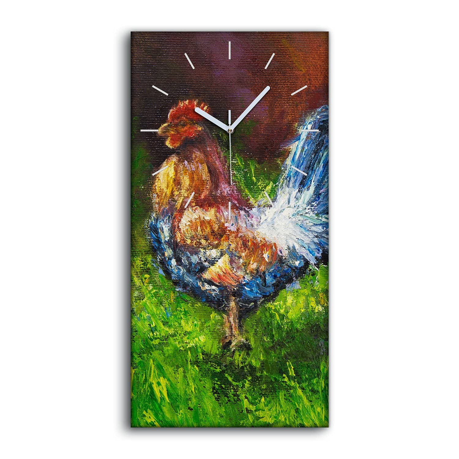 Horloge sur Toile Oiseau Moderne aux Mains Blanches et Design Coloré 30x60